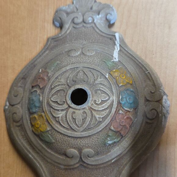 Set of 2 Art Deco Polychrome Aluminum Wall Sconces Double Candle 10" - Picture 3 of 13